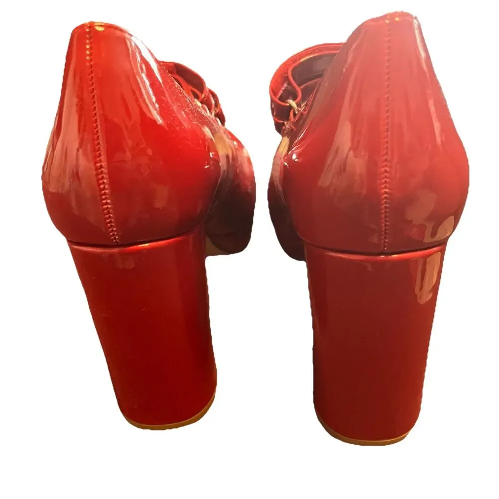 Limelight Womens Lola Chunky Platform Sandal High Heels Patent Red Dress Shoe 10